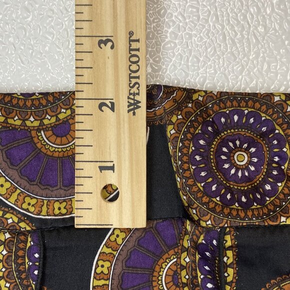 VTG Y2K Silk Pleated Flapper Slits Skirt Black Purple Gold Medallion 12 NWT USA - Picture 6 of 14